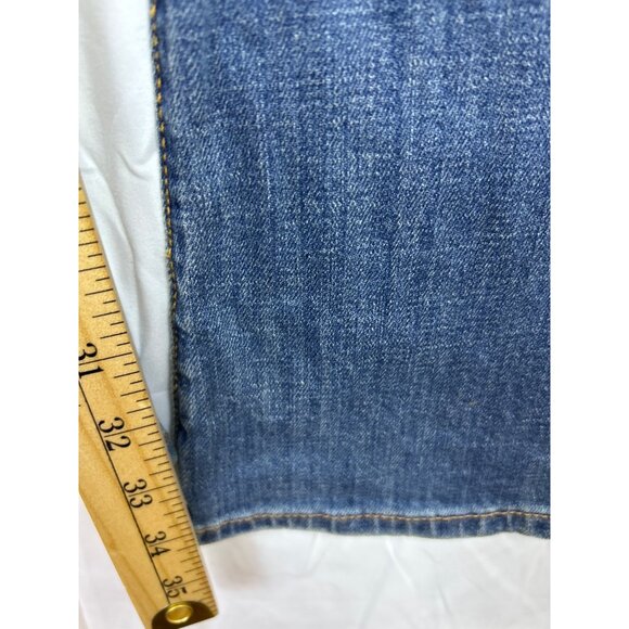 American Eagle Women's 10 Tall Distressed Skinny Kick Bootcut Jeans Blue Y2K - Picture 4 of 12